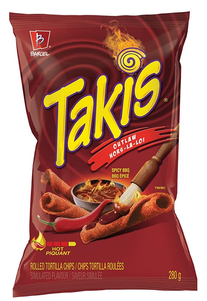 Takis Tortilla Snacks, Spicy Outlaw BBQ 280g/9.9 oz. Imported from ...